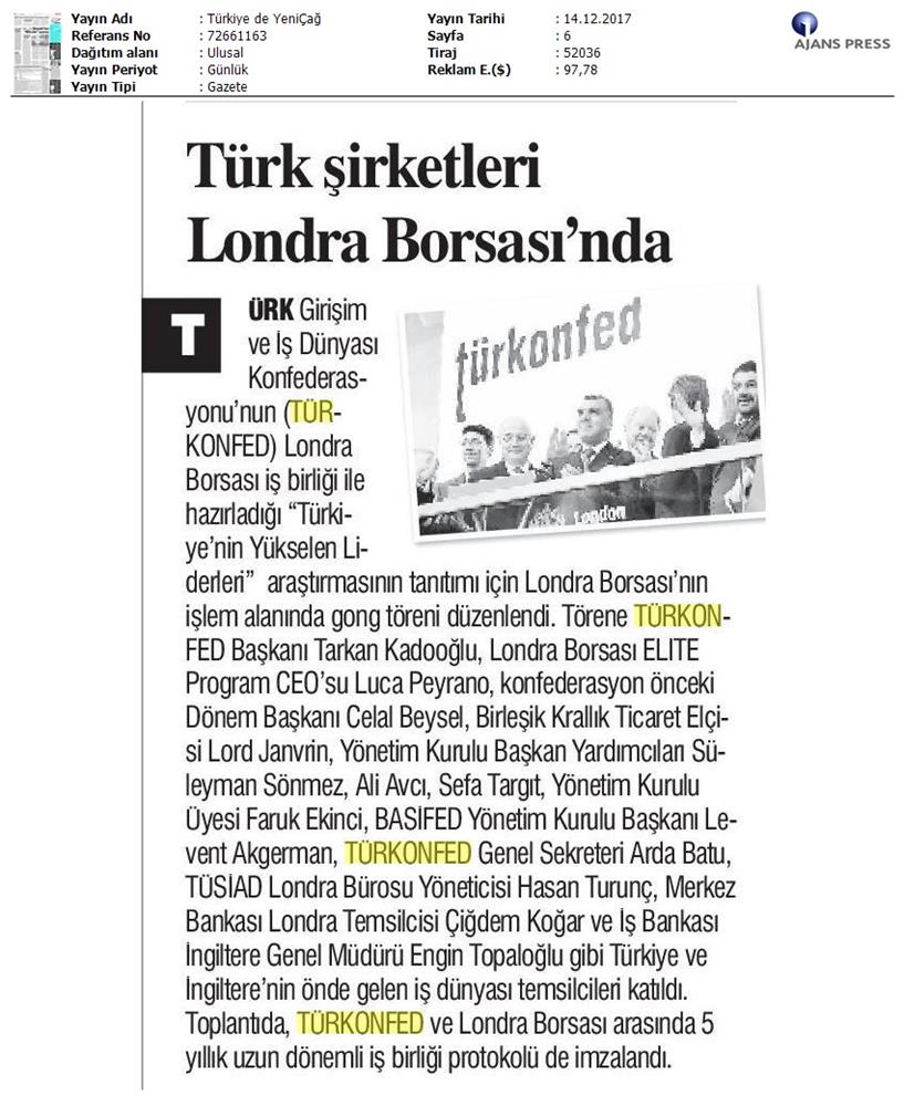 TÜRKONFED Elite Programi Türkiyenin Yukselen Liderleri Raporu Londra Borsasi Tanitimi 15 Aralik 2017 - 29