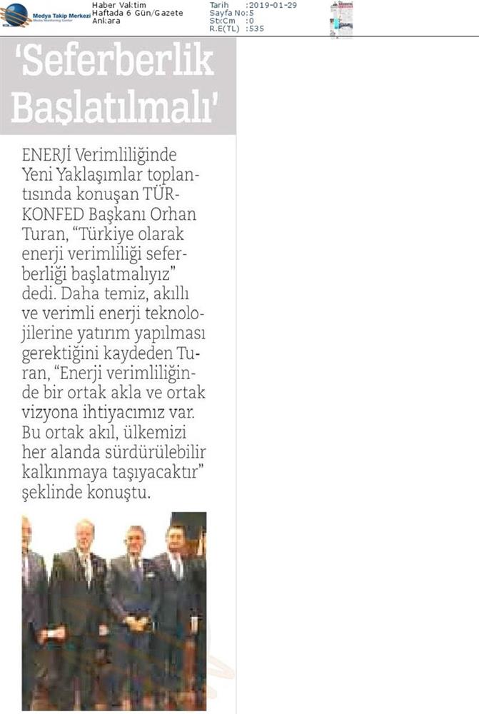 TÜRKONFED Enerji Verimliligine Yeni Yaklasimlar Toplantısı Medya Yansimalari 25 Ocak 2019 Corlu - 21