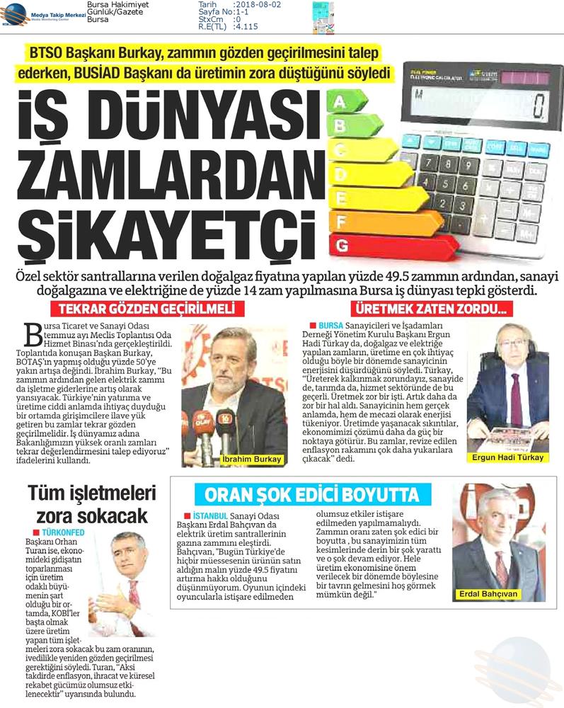 TÜRKONFED Enerji Zammi Basin Aciklamasi Medya Yansimalari2 Agustos 2018 - 1