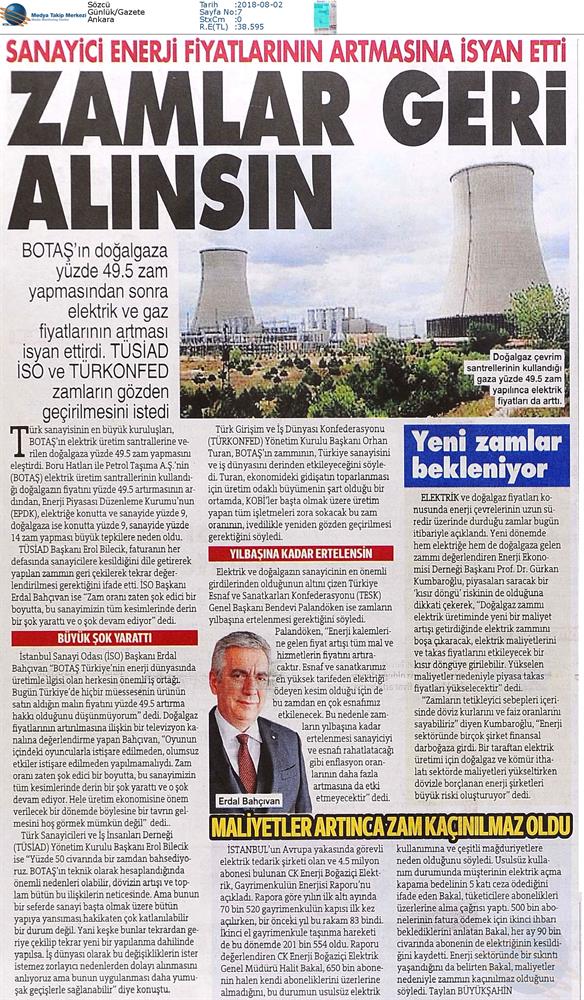 TÜRKONFED Enerji Zammi Basin Aciklamasi Medya Yansimalari2 Agustos 2018 - 4