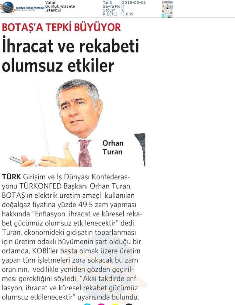 TÜRKONFED Enerji Zammi Basin Aciklamasi Medya Yansimalari2 Agustos 2018 - 11