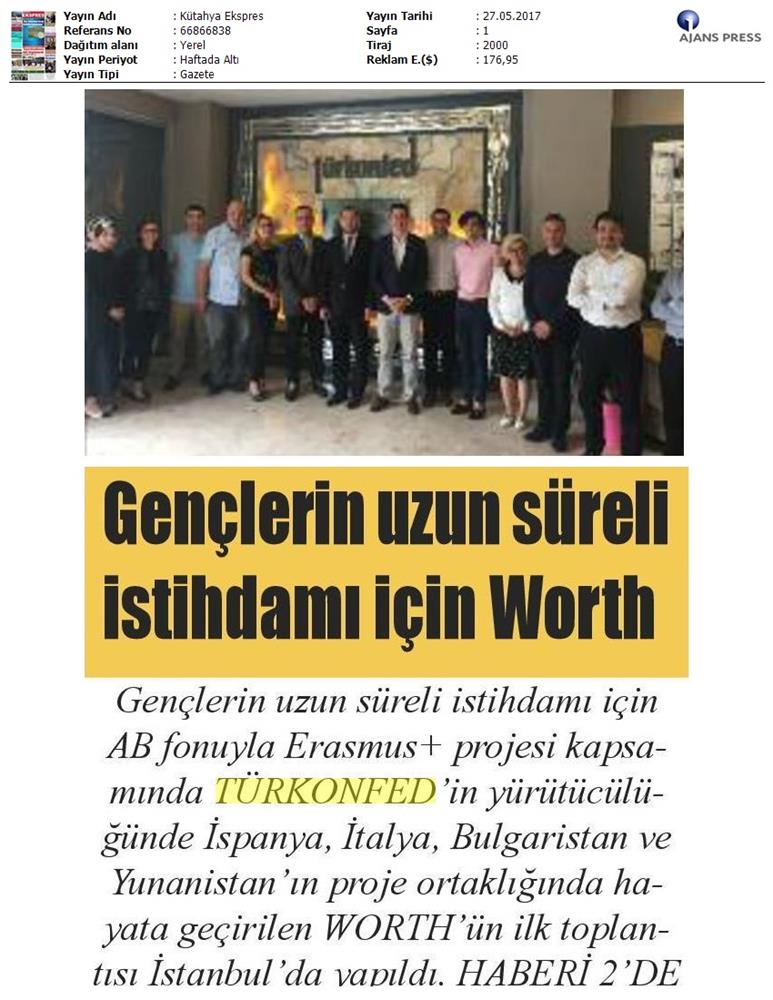 TÜRKONFED Erasmus Worth Projesi Basin Yansimalari 25 Mayis 2017 - 3