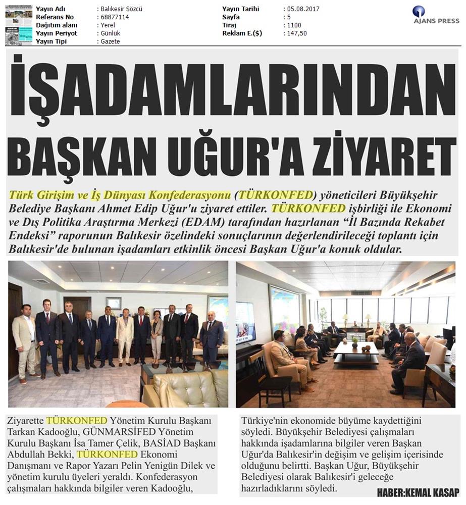 TÜRKONFED Gunmarsifed Türkiye Icin Bir Rekabet Endeksi Rapor Tanitim Toplantısı Medya Yansimalari 5 Agustos 2017 - 3