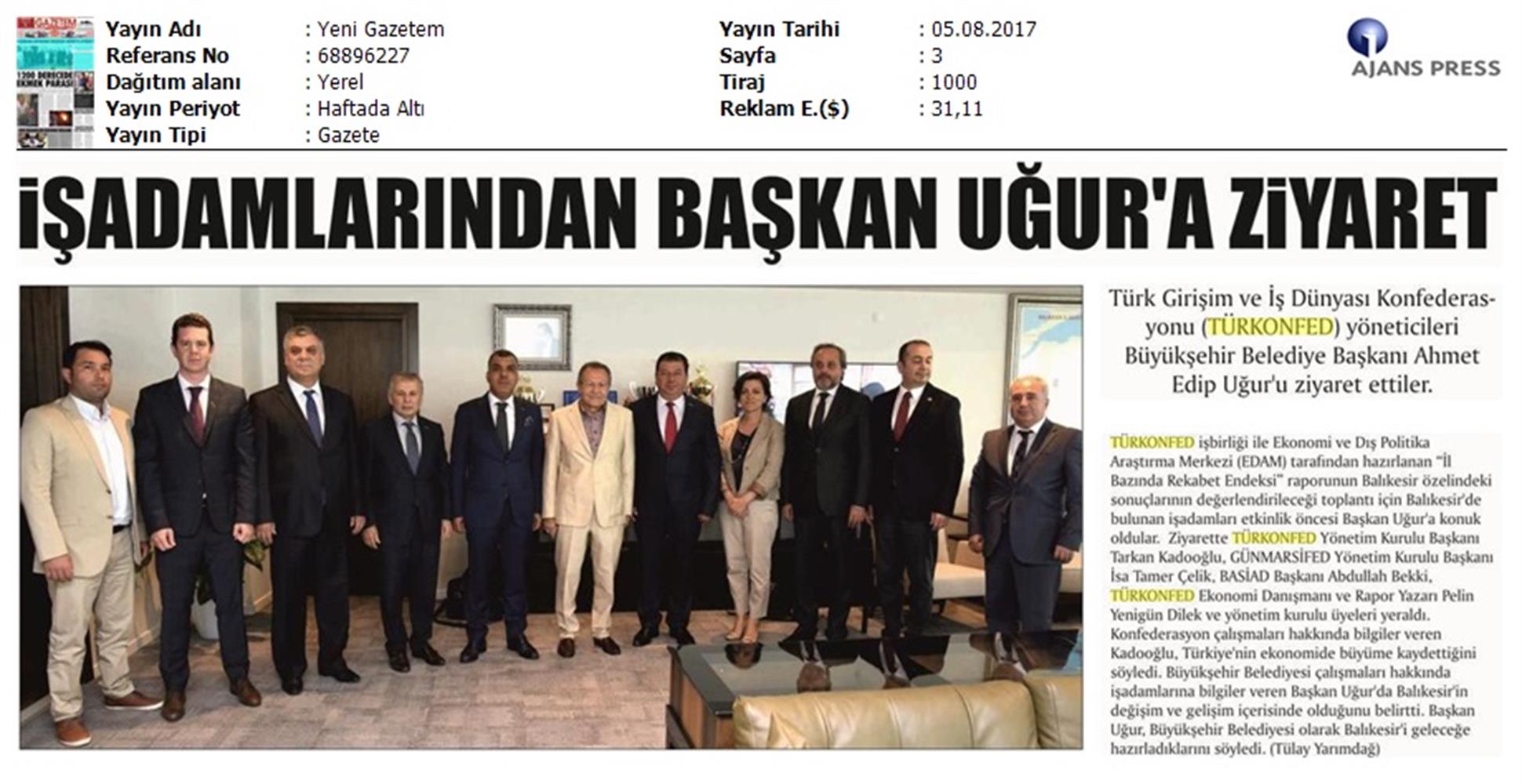 TÜRKONFED Gunmarsifed Türkiye Icin Bir Rekabet Endeksi Rapor Tanitim Toplantısı Medya Yansimalari 5 Agustos 2017 - 4