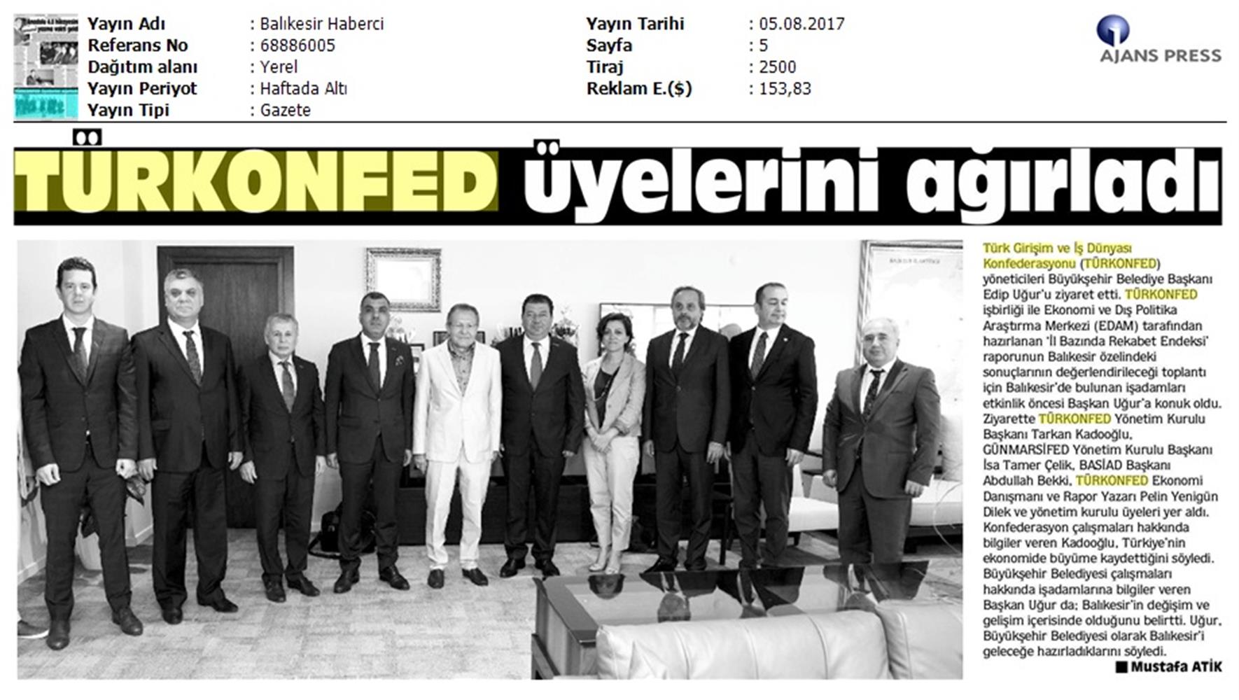 TÜRKONFED Gunmarsifed Türkiye Icin Bir Rekabet Endeksi Rapor Tanitim Toplantısı Medya Yansimalari 5 Agustos 2017 - 8