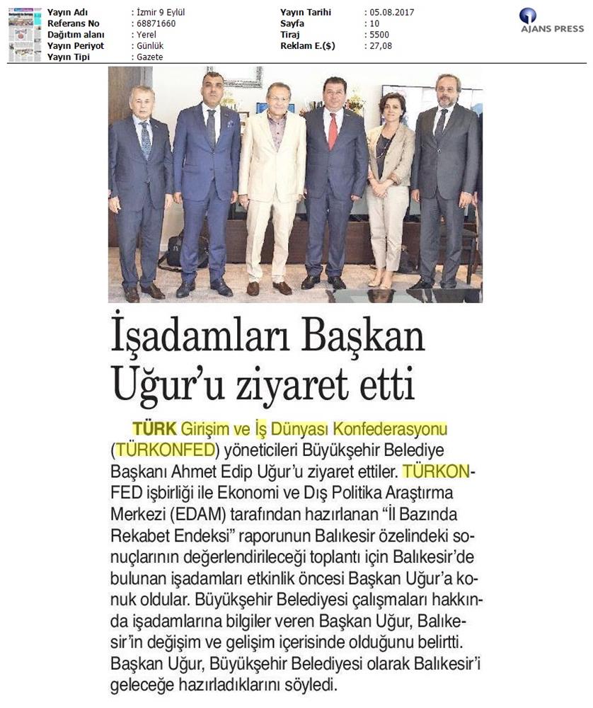 TÜRKONFED Gunmarsifed Türkiye Icin Bir Rekabet Endeksi Rapor Tanitim Toplantısı Medya Yansimalari 5 Agustos 2017 - 9