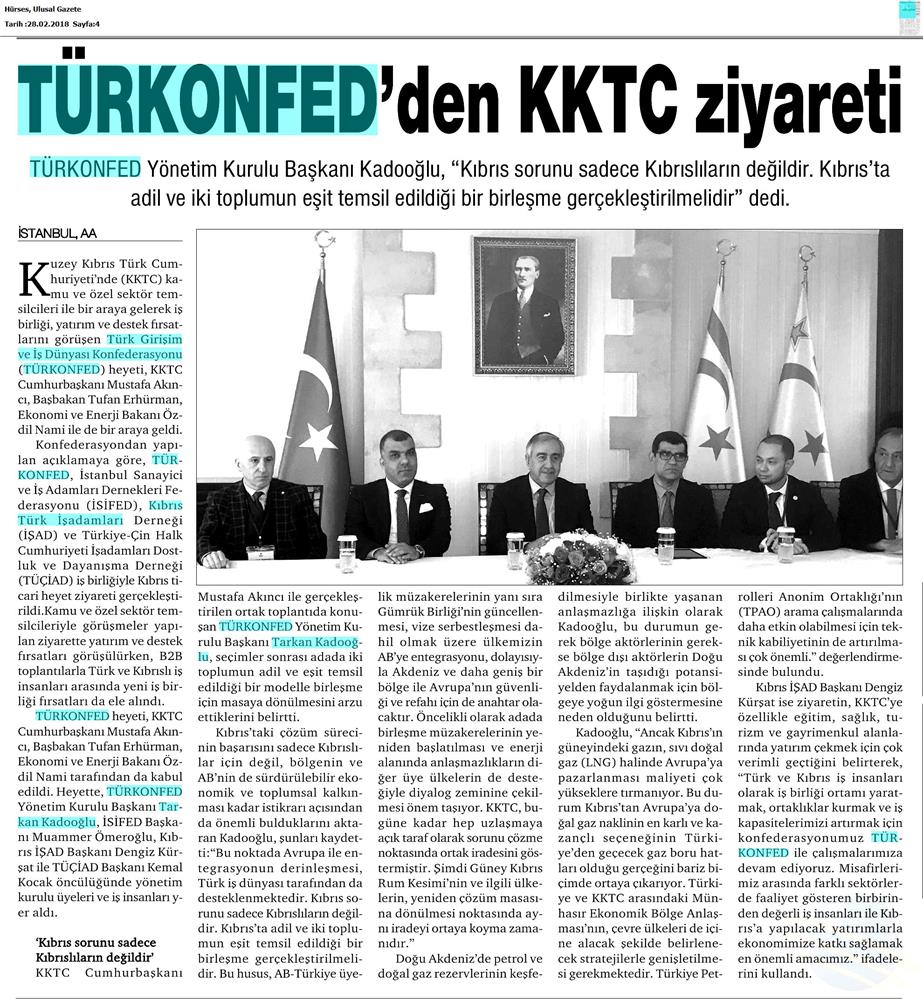 TÜRKONFED Heyeti Kktc Ziyareti Medya Yansimalari 22 24 Subat 2018 Lefkosa - 13
