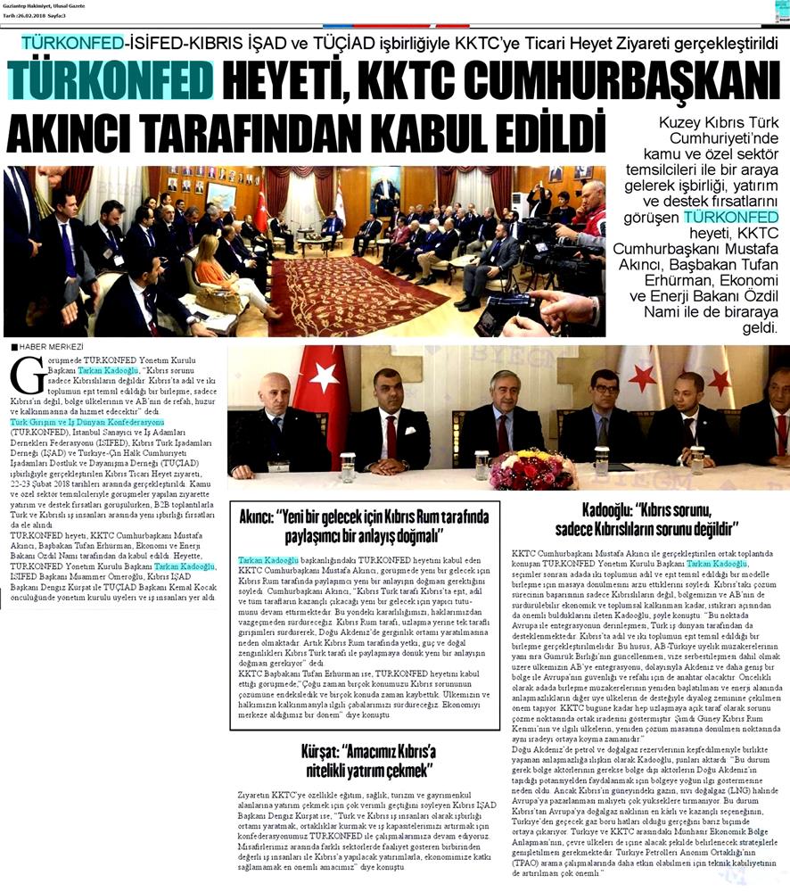 TÜRKONFED Heyeti Kktc Ziyareti Medya Yansimalari 22 24 Subat 2018 Lefkosa - 14