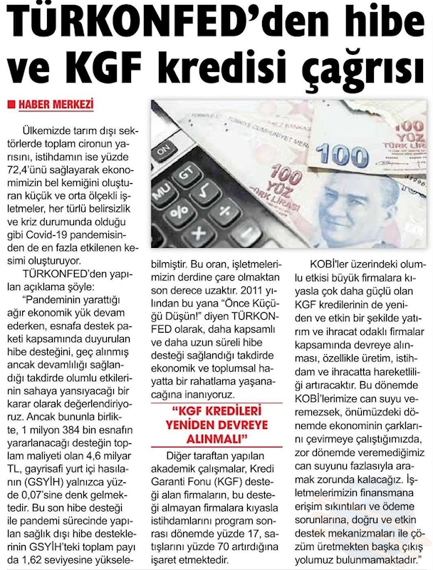 TÜRKONFED Hibe Ve Kgf Kredisi Cagrisina Iliskin Basin Aciklamasi 20 Mayis 2021 - 5