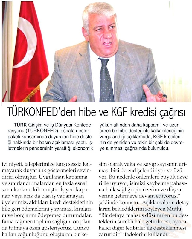 TÜRKONFED Hibe Ve Kgf Kredisi Cagrisina Iliskin Basin Aciklamasi 20 Mayis 2021 - 10