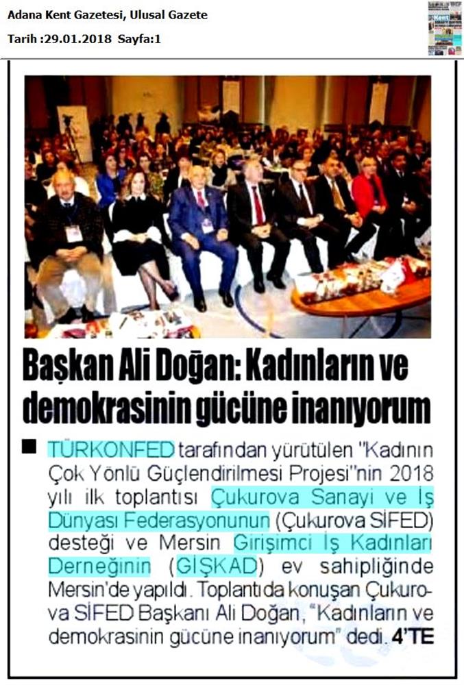 TÜRKONFED İDK Giskad Kadinin Cok Yonlu Guclendirilmesi Projesi Mersin Toplantısı Medya Yansimalari 26 Ocak 2018 Mersin - 1