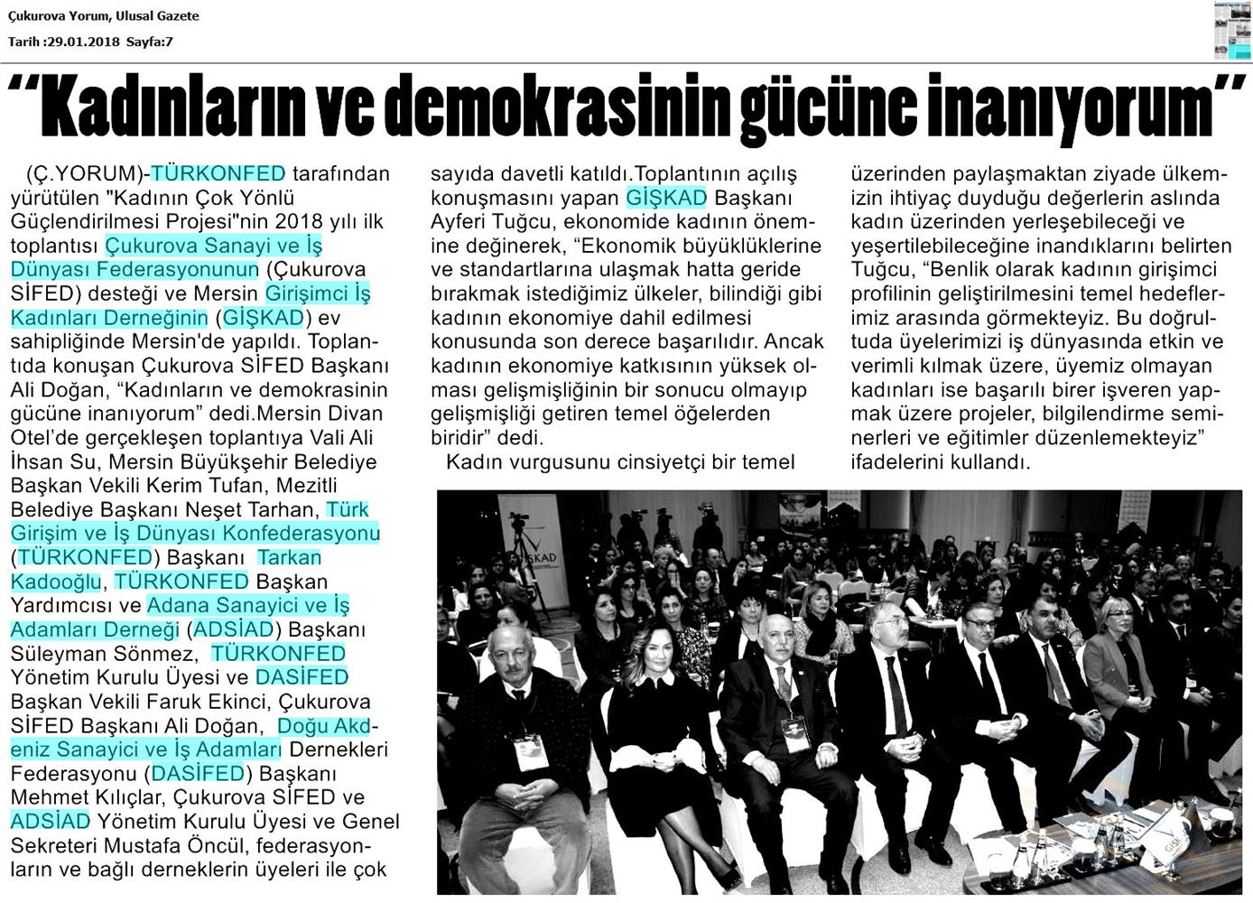 TÜRKONFED İDK Giskad Kadinin Cok Yonlu Guclendirilmesi Projesi Mersin Toplantısı Medya Yansimalari 26 Ocak 2018 Mersin - 14