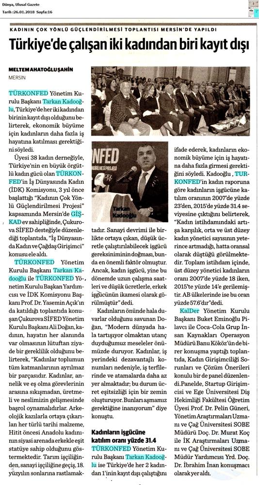 TÜRKONFED İDK Giskad Kadinin Cok Yonlu Guclendirilmesi Projesi Mersin Toplantısı Medya Yansimalari 26 Ocak 2018 Mersin - 22