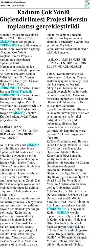 TÜRKONFED İDK Giskad Kadinin Cok Yonlu Guclendirilmesi Projesi Mersin Toplantısı Medya Yansimalari 26 Ocak 2018 Mersin - 29
