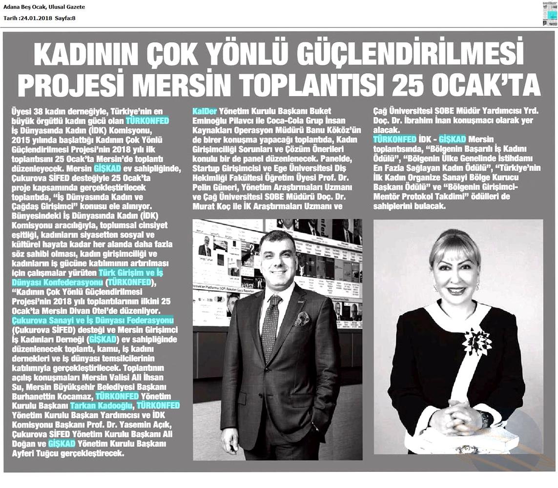 TÜRKONFED İDK Giskad Kadinin Cok Yonlu Guclendirilmesi Projesi Mersin Toplantısı Medya Yansimalari 26 Ocak 2018 Mersin - 33