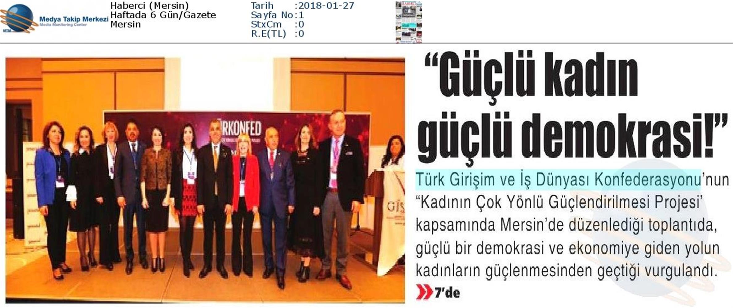 TÜRKONFED İDK Giskad Kadinin Cok Yonlu Guclendirilmesi Projesi Mersin Toplantısı Medya Yansimalari 26 Ocak 2018 Mersin - 39