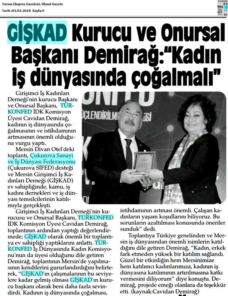 TÜRKONFED İDK Giskad Kadinin Cok Yonlu Guclendirilmesi Projesi Mersin Toplantısı Medya Yansimalari 26 Ocak 2018 Mersin - 43