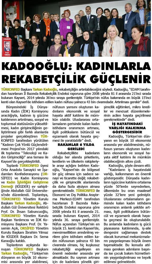 TÜRKONFED İDK Kadinin Cok Yonlu Guclendirilmesi Projesi Kayseri Toplantısı Medya Yansimalari 2 8 9 Nisan 2017 - 12