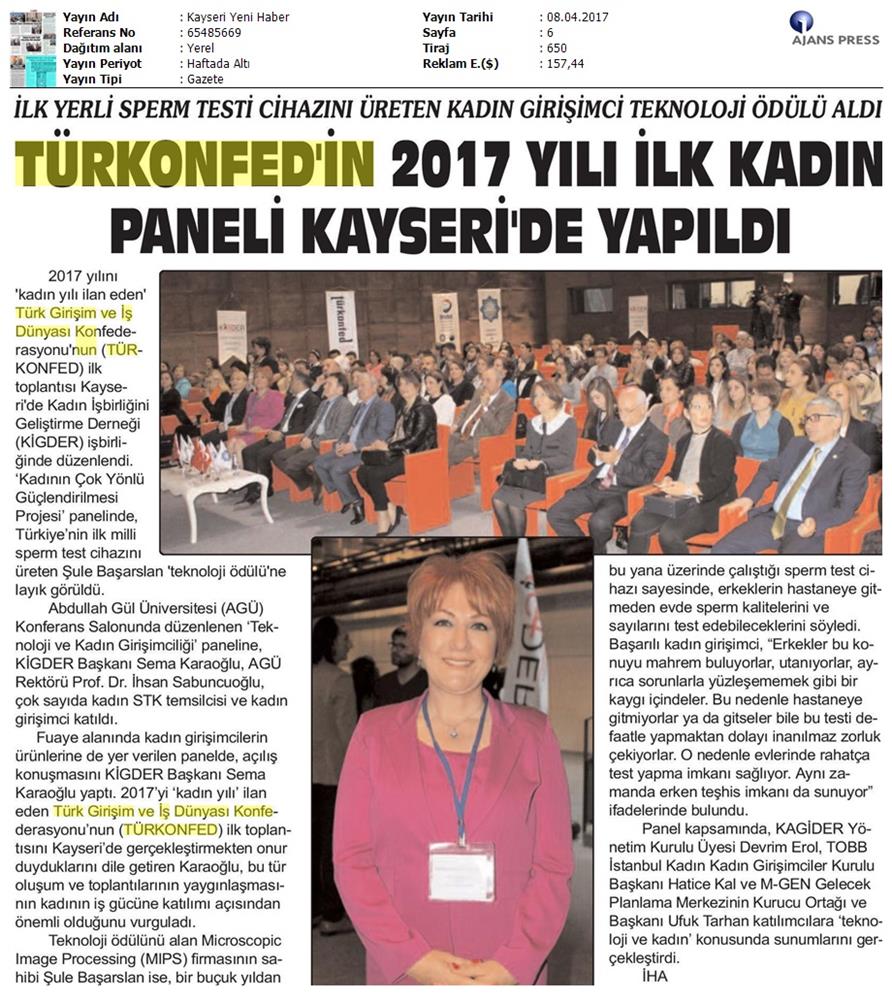 TÜRKONFED İDK Kadinin Cok Yonlu Guclendirilmesi Projesi Kayseri Toplantısı Medya Yansimalari 2 8 9 Nisan 2017 - 15