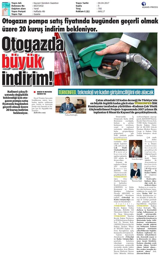 TÜRKONFED İDK Kadinin Cok Yonlu Guclendirilmesi Projesi Kayseri Toplantısı Medya Yansimalari 2 8 9 Nisan 2017 - 27