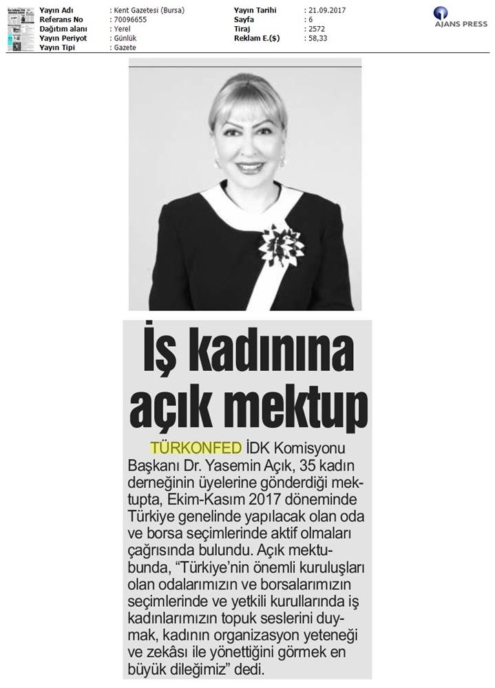 TÜRKONFED Idkdan Is Kadinlarina Cagri Basin Bulteni Medya Yansimalari 21 Eylul 2017 Istanbul - 19