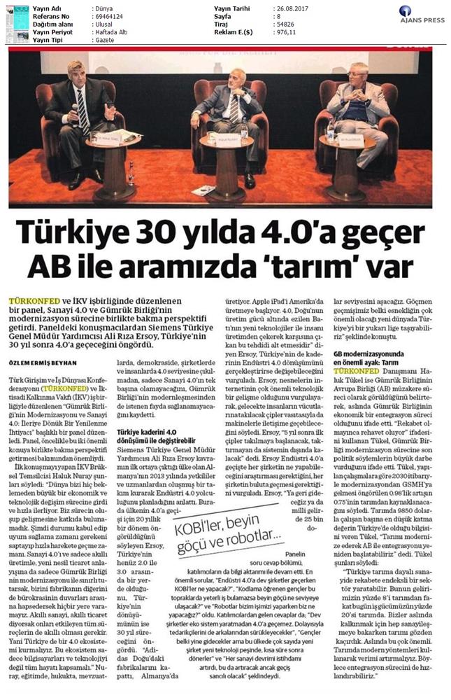 TÜRKONFED Ikv Gumruk Birligi Sohbetleri Medya Yansimalari 24 Agustos 2017 Istanbul - 13