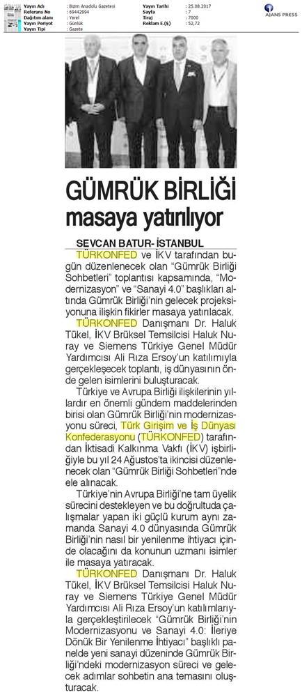 TÜRKONFED Ikv Gumruk Birligi Sohbetleri Medya Yansimalari 24 Agustos 2017 Istanbul - 23