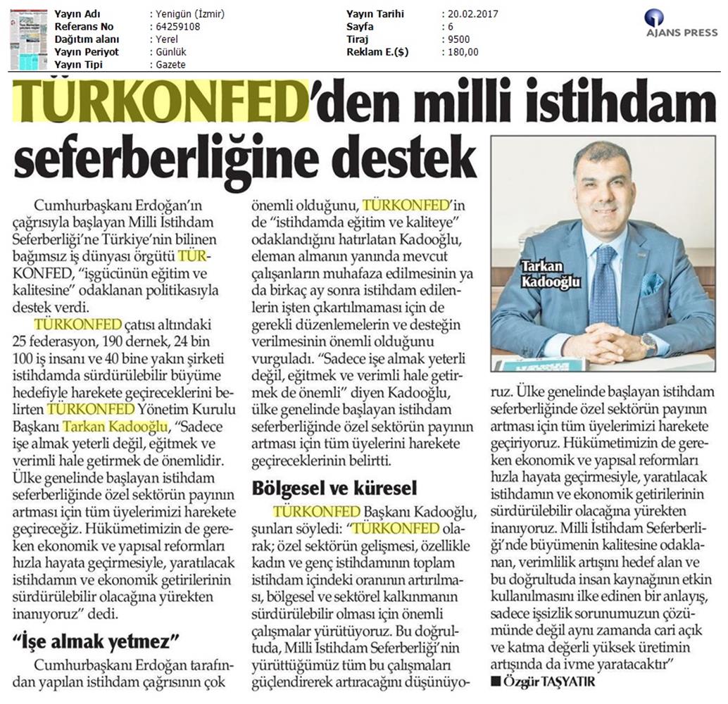 TÜRKONFED Istihdamda Surdurulebilir Buyumeye Odaklaniyoruz Basin Yansimalari 20 Subat 2017 - 4