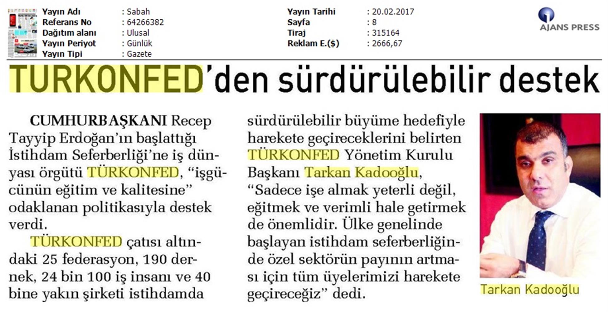 TÜRKONFED Istihdamda Surdurulebilir Buyumeye Odaklaniyoruz Basin Yansimalari 20 Subat 2017 - 11