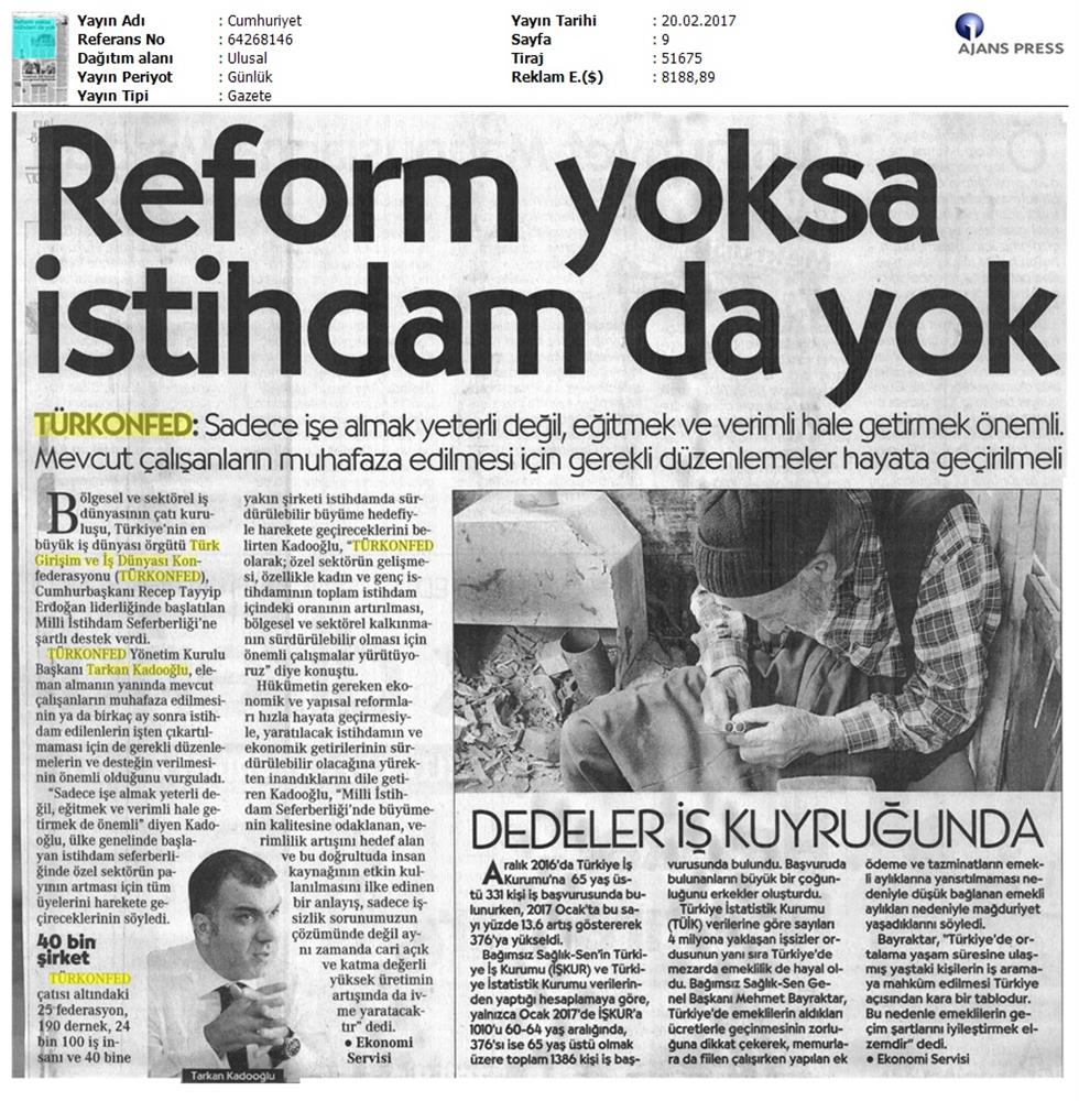 TÜRKONFED Istihdamda Surdurulebilir Buyumeye Odaklaniyoruz Basin Yansimalari 20 Subat 2017 - 13