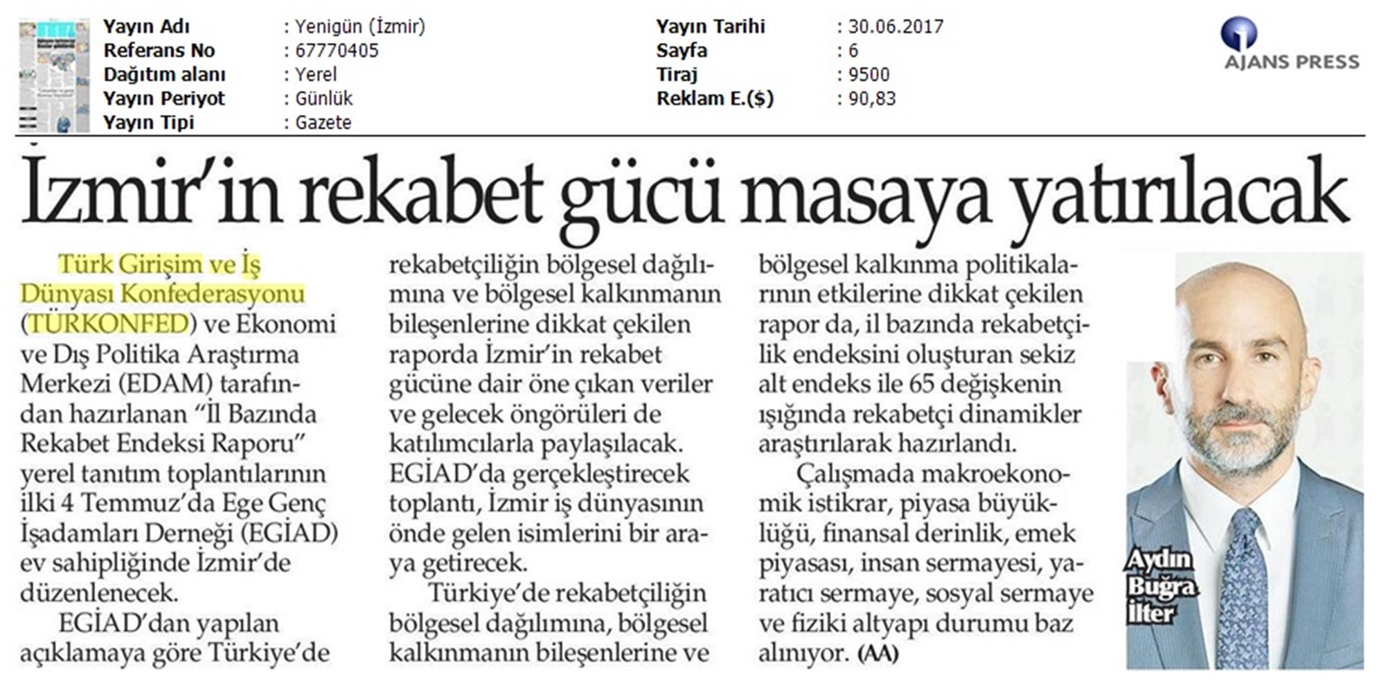 TÜRKONFED Izmir Rekabet Endeksi Toplantısı On Basin Yansimalari 30 Haziran 2017 - 6