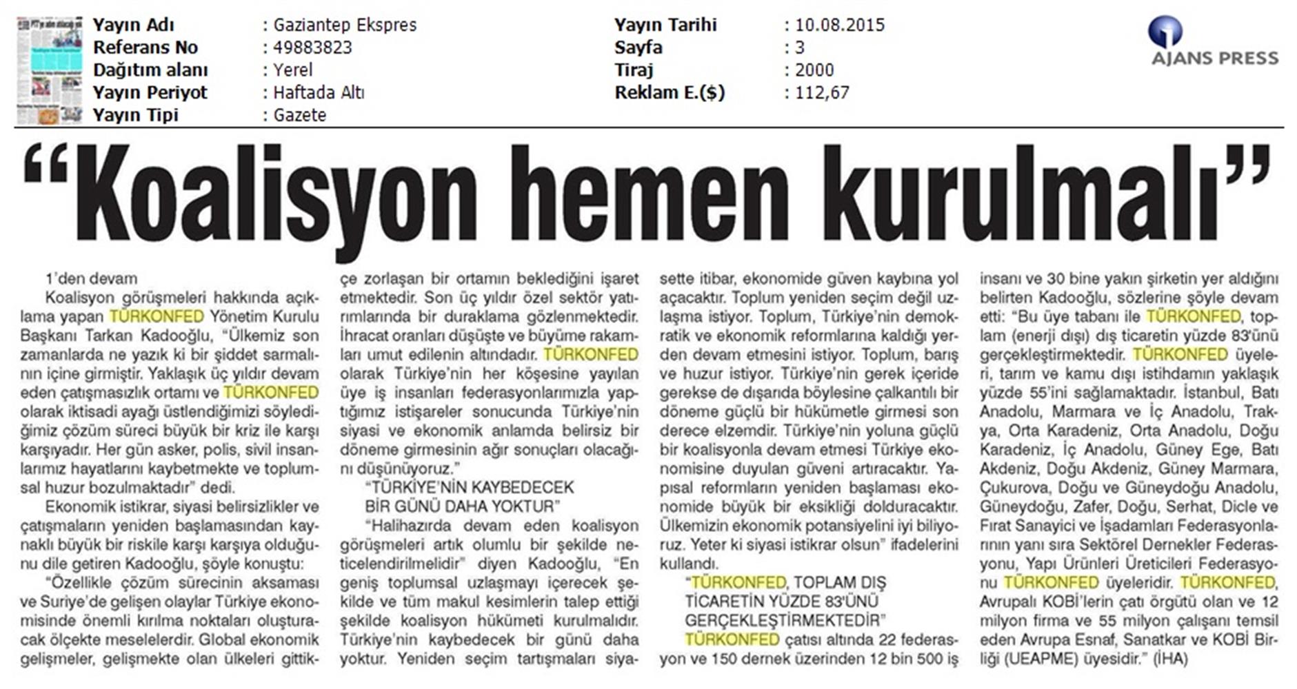 TÜRKONFED Koalisyon Aciklamasi Basin Yansimalari - 97