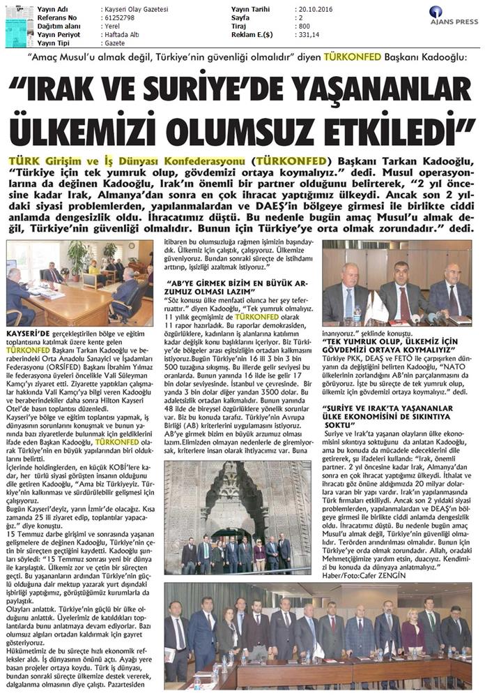 TÜRKONFED Kss Anadolu Toplantilari Kayseri 19 Ekim 2016 - 1