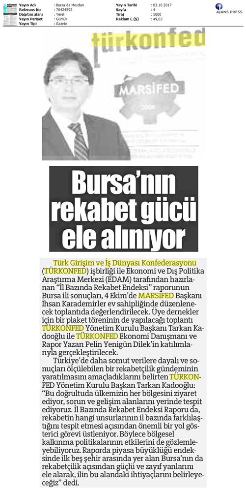 TÜRKONFED Marsifed Türkiye Icin Bir Rekabet Endeksi Raporu Bursa Toplantısı Medya Yansimalari 3 Ekim 2017 - 1
