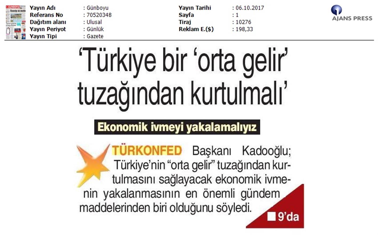 TÜRKONFED Marsifed Türkiye Icin Bir Rekabet Endeksi Raporu Bursa Toplantısı Medya Yansimalari 3 Ekim 2017 - 10