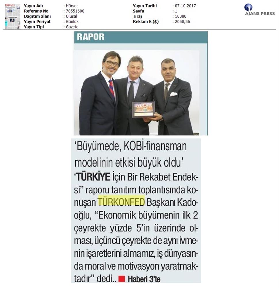 TÜRKONFED Marsifed Türkiye Icin Bir Rekabet Endeksi Raporu Bursa Toplantısı Medya Yansimalari 3 Ekim 2017 - 17
