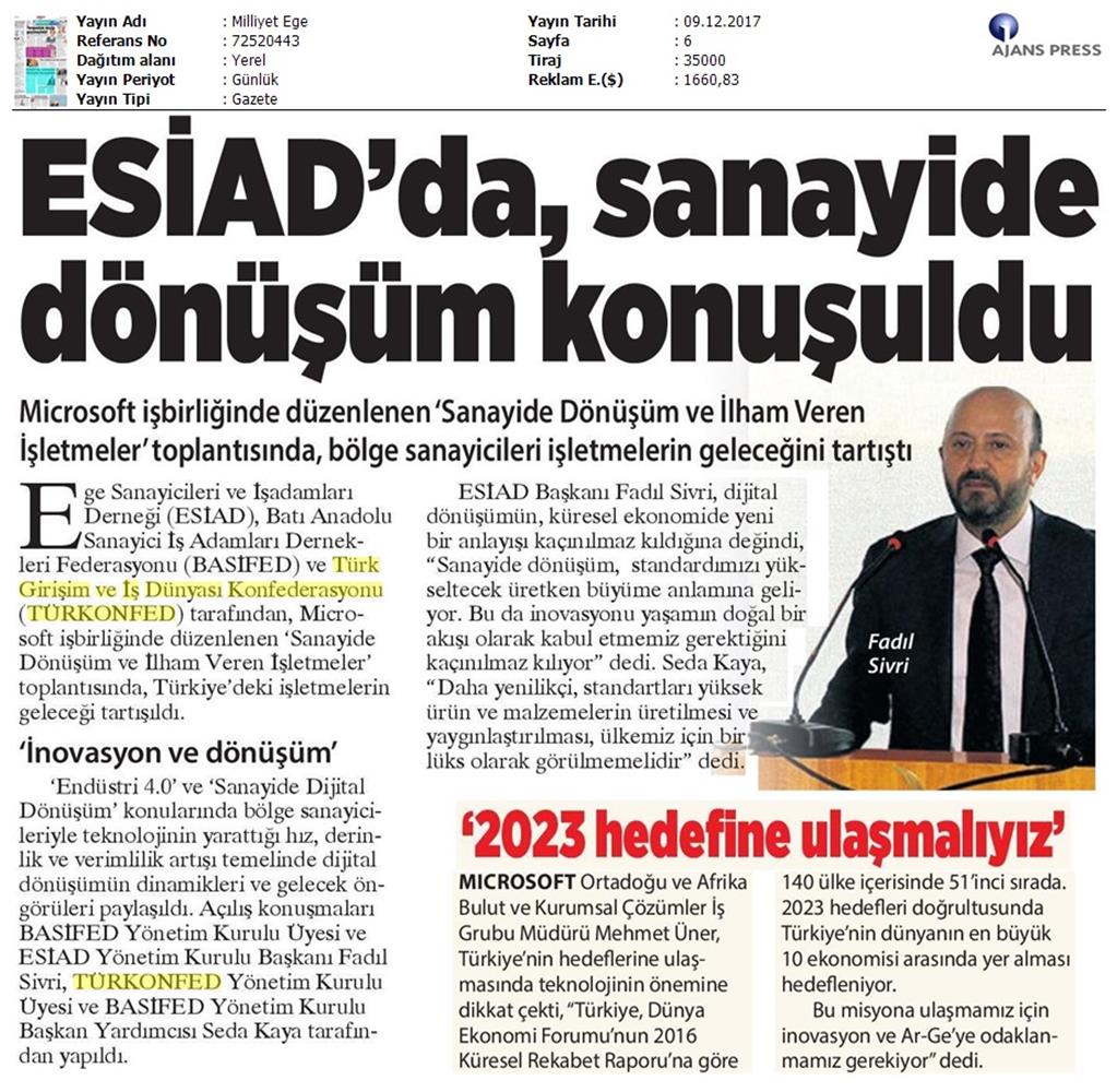 TÜRKONFED Microsoft Esiad Dijital Dönüşüm Toplantısı Medya Yansimalari 8 10 Aralik 2017 - 6