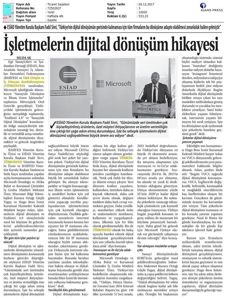 TÜRKONFED Microsoft Esiad Dijital Dönüşüm Toplantısı Medya Yansimalari 8 10 Aralik 2017 - 7