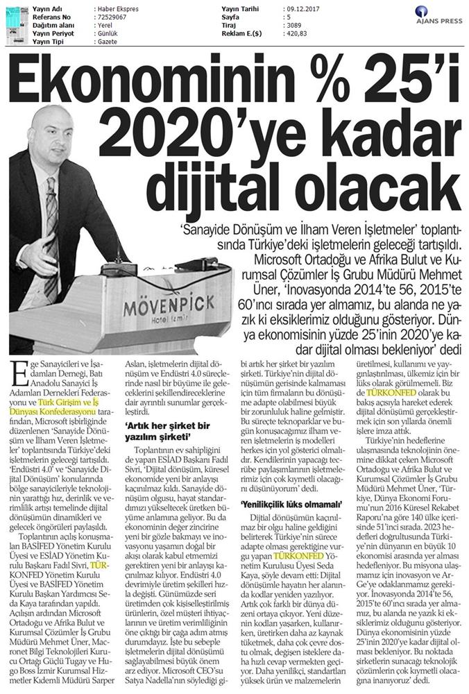 TÜRKONFED Microsoft Esiad Dijital Dönüşüm Toplantısı Medya Yansimalari 8 10 Aralik 2017 - 13