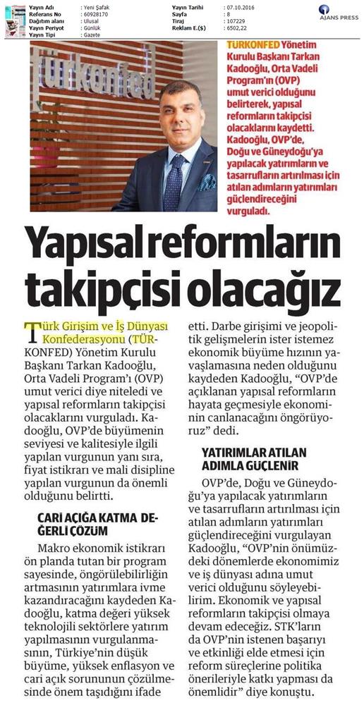 TÜRKONFED OVP Basin Aciklamasi Medya Yansimalari 7 Ekim 2016 - 5