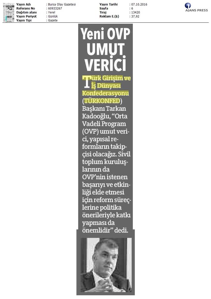 TÜRKONFED OVP Basin Aciklamasi Medya Yansimalari 7 Ekim 2016 - 10