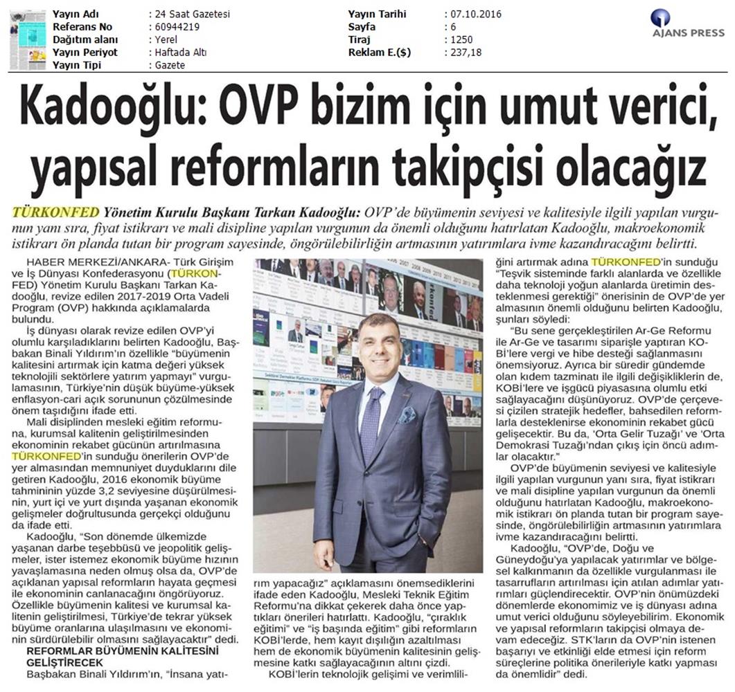 TÜRKONFED OVP Basin Aciklamasi Medya Yansimalari 7 Ekim 2016 - 13