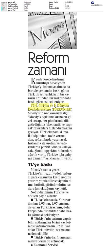 TÜRKONFED Rating Moodys Kuruluslari Basin Aciklamasi Medya Yansimalari - 2