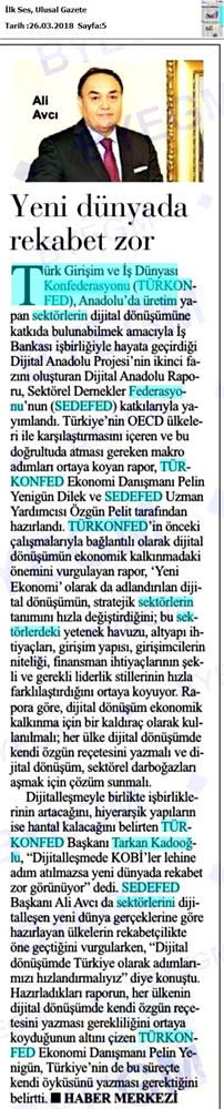 TÜRKONFED Sedefed Dijital Anadolu Raporu Medya Yansimalari 26 Mart 2018 - 1