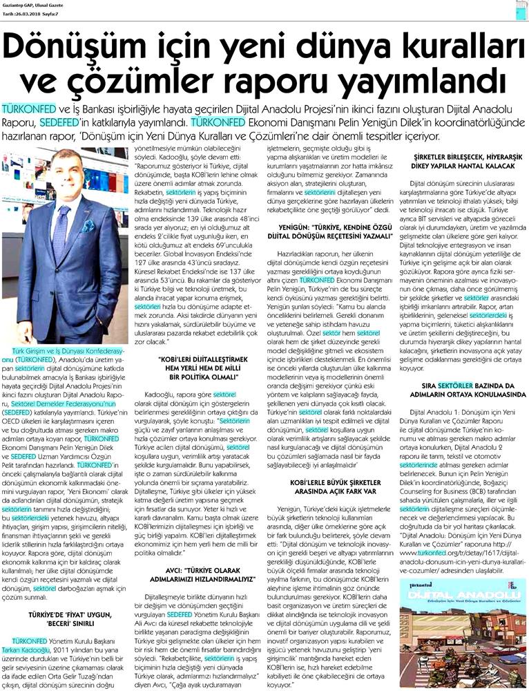 TÜRKONFED Sedefed Dijital Anadolu Raporu Medya Yansimalari 26 Mart 2018 - 2