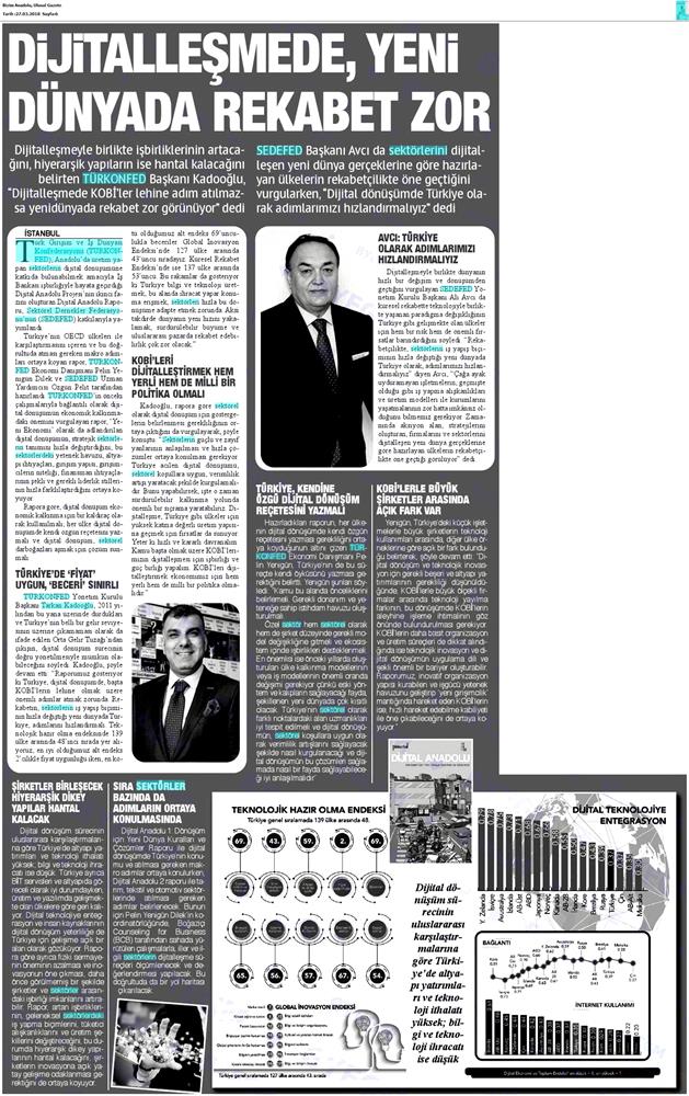 TÜRKONFED Sedefed Dijital Anadolu Raporu Medya Yansimalari 26 Mart 2018 - 7