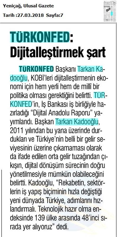 TÜRKONFED Sedefed Dijital Anadolu Raporu Medya Yansimalari 26 Mart 2018 - 8
