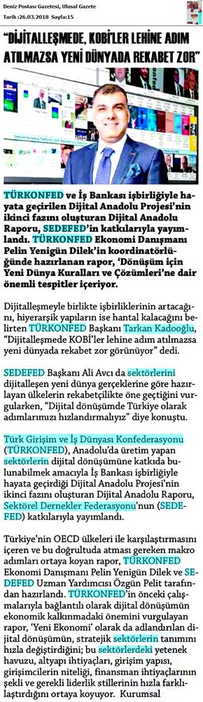TÜRKONFED Sedefed Dijital Anadolu Raporu Medya Yansimalari 26 Mart 2018 - 17
