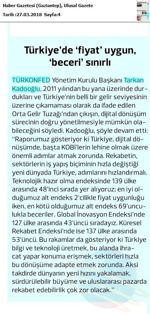 TÜRKONFED Sedefed Dijital Anadolu Raporu Medya Yansimalari 26 Mart 2018 - 21