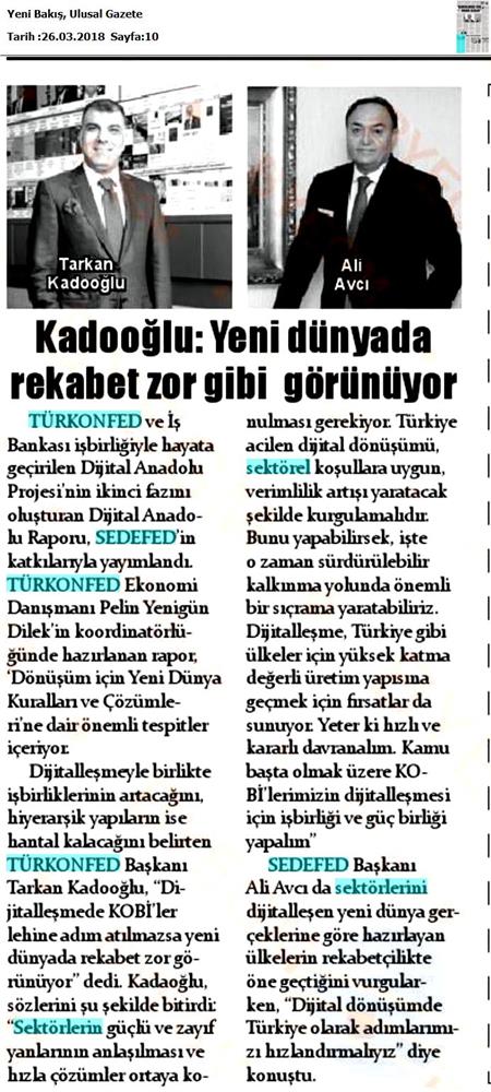 TÜRKONFED Sedefed Dijital Anadolu Raporu Medya Yansimalari 26 Mart 2018 - 22